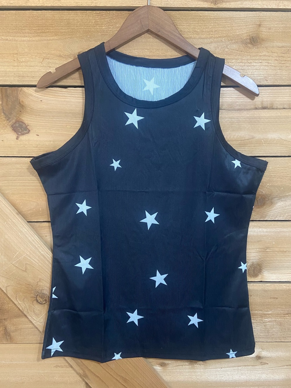 Black Star Print Racerback Tank Top